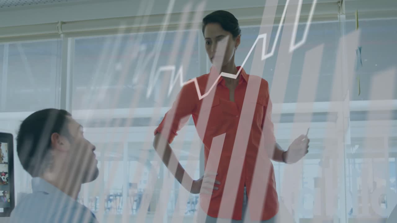 Animazione di grafico su uomo caucasico disabile con diversi colleghi di lavoro