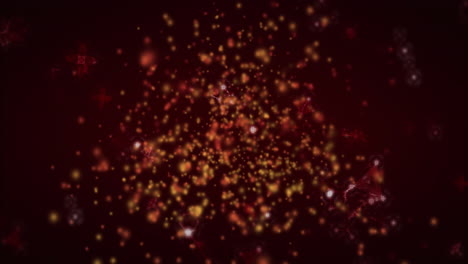 central cluster of glowing particles swirling in red 3d render, with filaments and highlight nodes