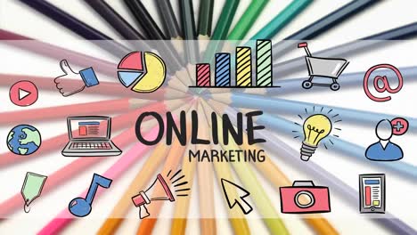 Animation-Von-Online-Marketing-Texten-über-Schulartikeln