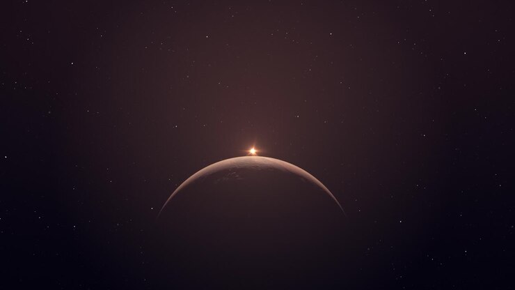 Planet Mars From Space During A Sunrise