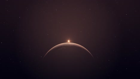 planet mars from space during a sunrise