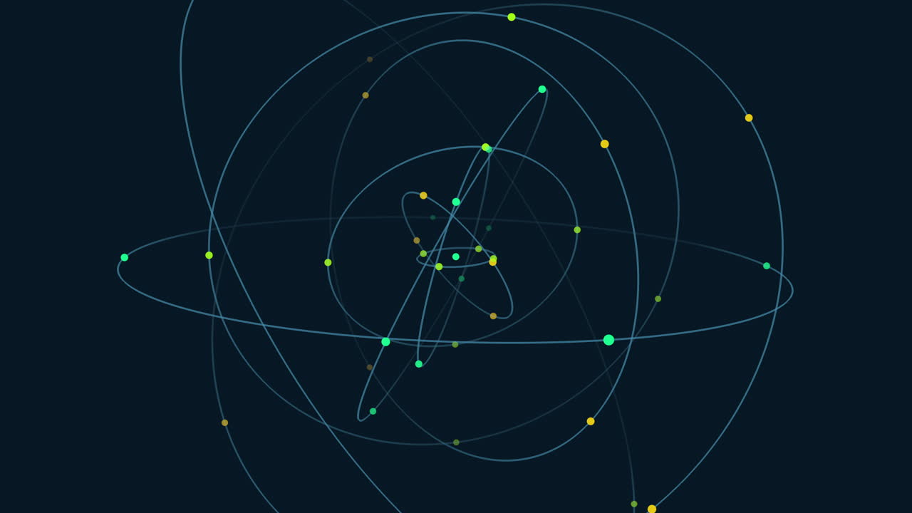 colorida red interconectada de líneas y puntos en patrón circular