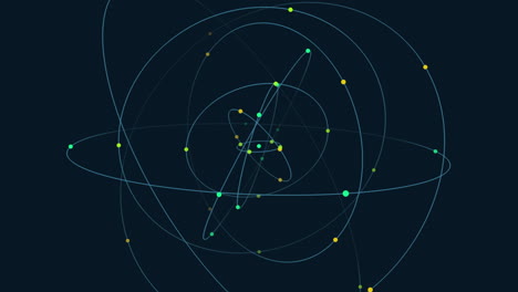 colorful interconnected network of lines and dots in circular pattern