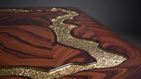 elegant wooden tabletop with gold river inlay
