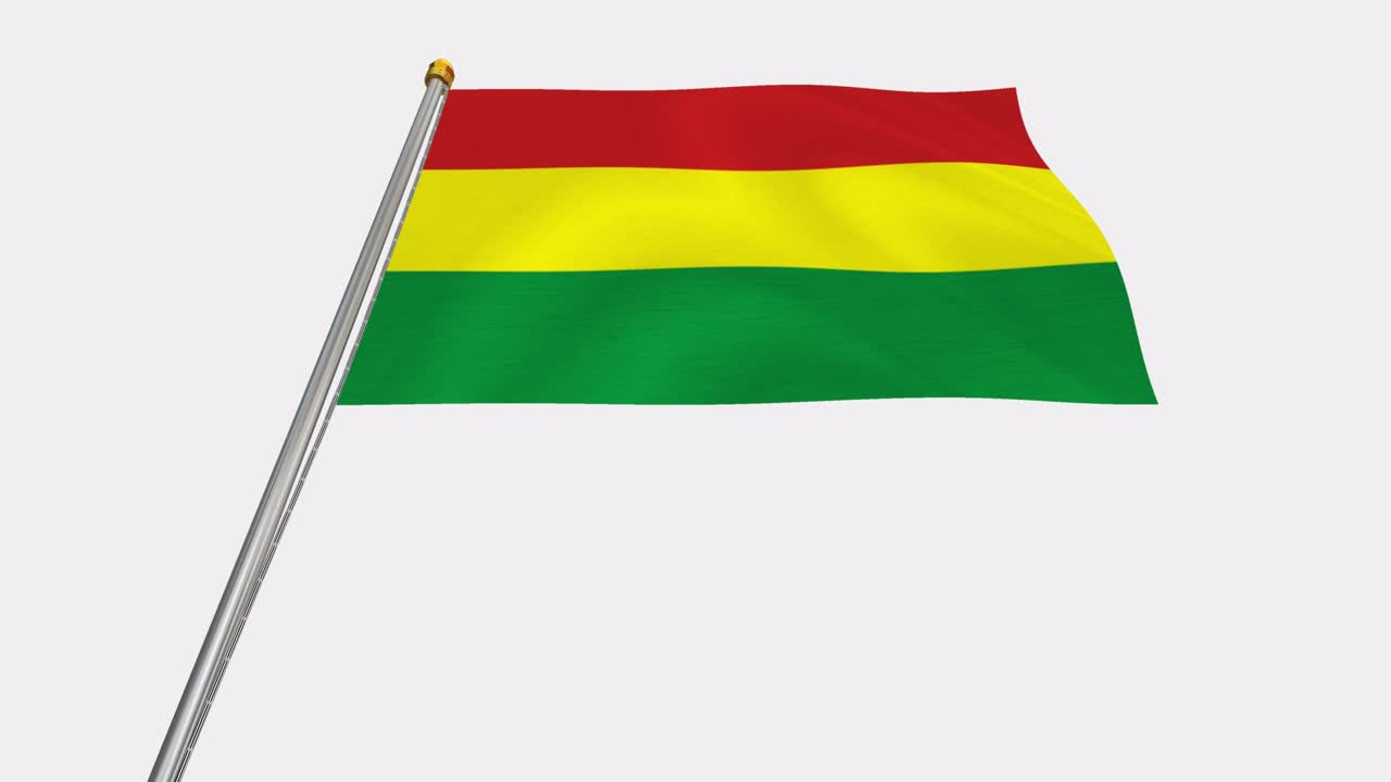 볼리비아 국기가 바람에 날아다니는 루프 비디오, 4k의 느린 동작 비디오, 알파 채널