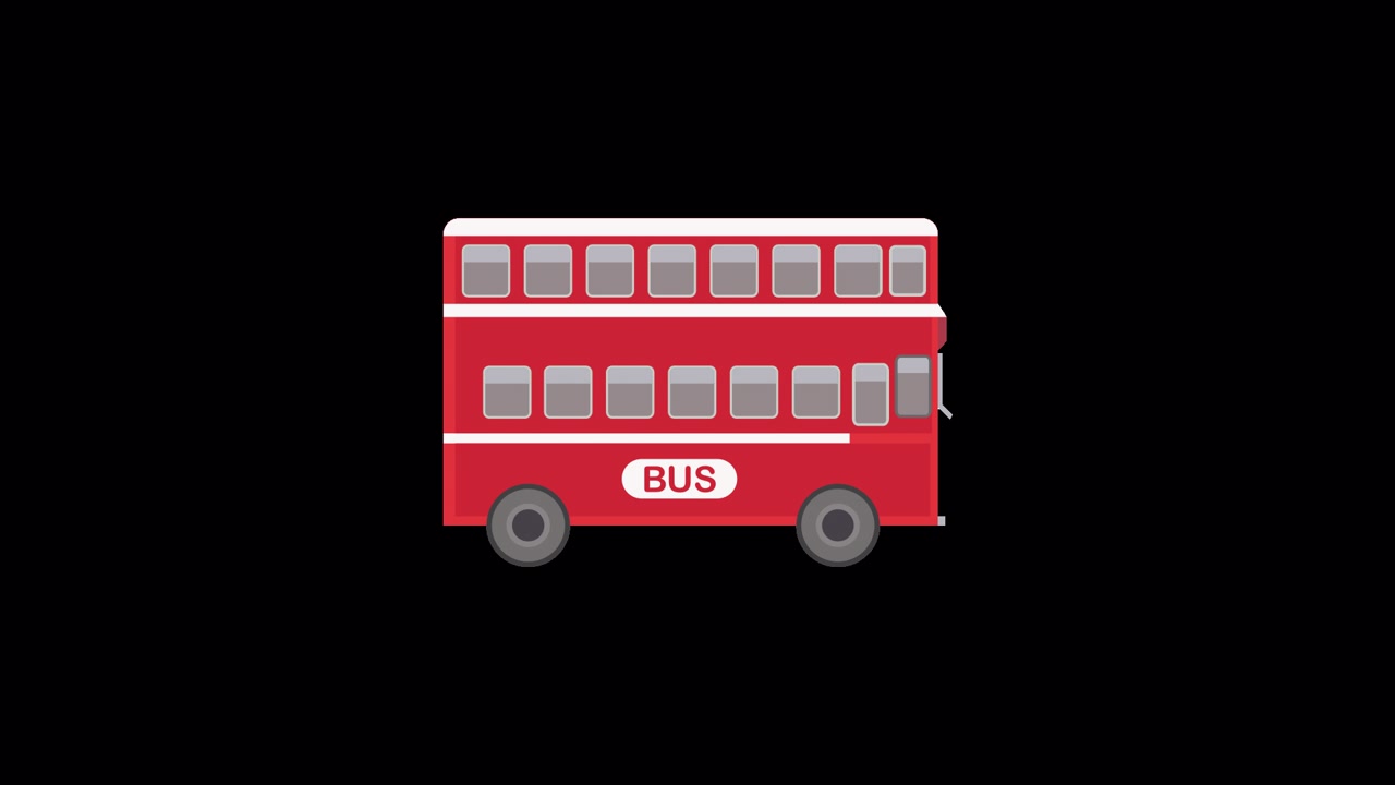 Animated Red Double Decker Bus Icon Appearing and Disappearing