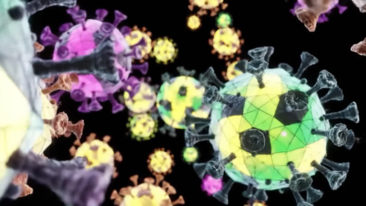 Exploring the Intricate World of Viruses: A Deep Dive into Microscopic Structures and Colorful Representations of Pathogens in Motion