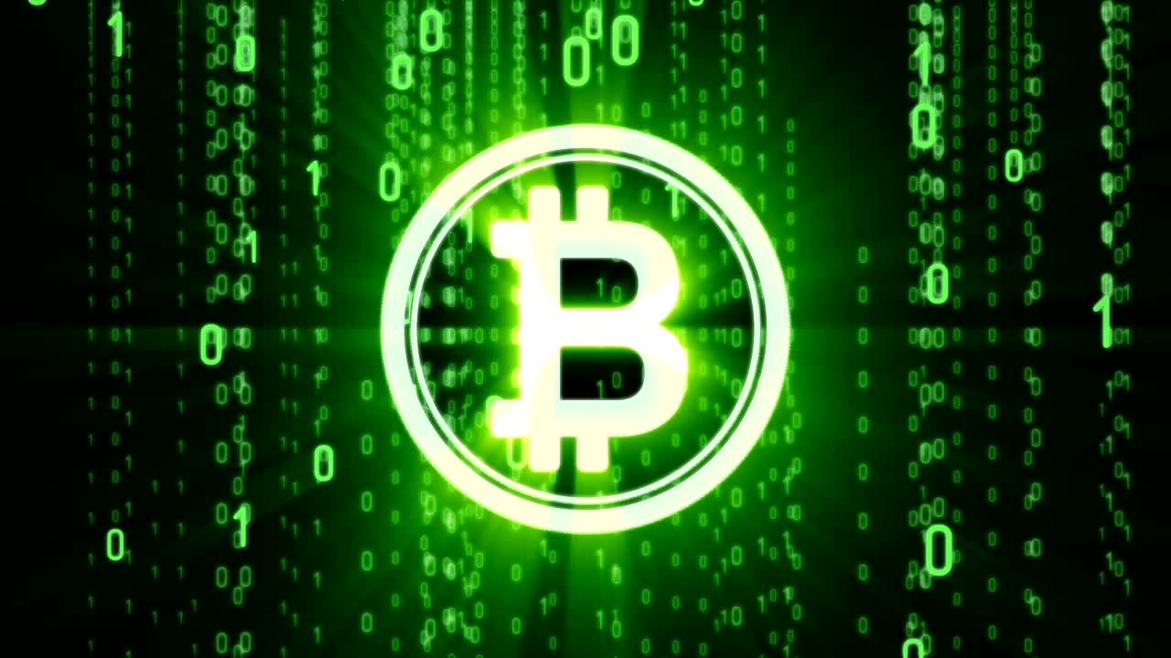 Cripto currency bitcoin. Global internet worldwide. Abstract Matrix Background. Binary Computer Code.