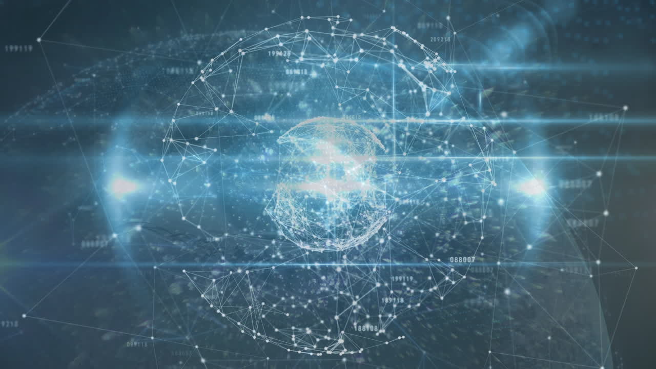 Animation of network of connections over dark background