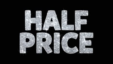 half price glitter text
