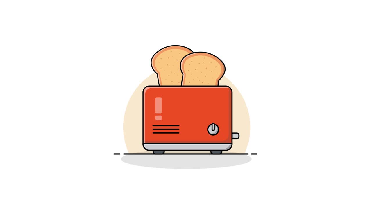 Animated Red Toaster with Popping Bread Slices