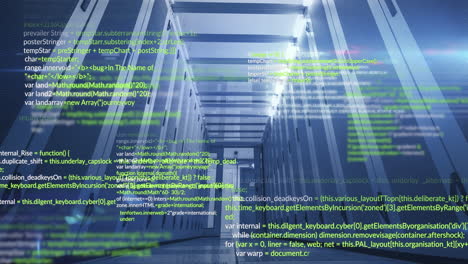 animación del procesamiento de datos a través de servidores informáticos