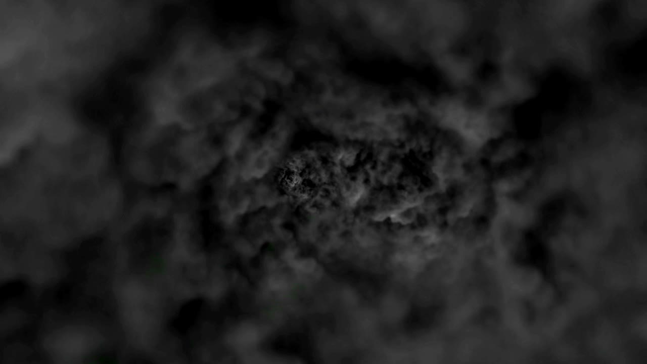 회전하는 검은 연기의 디지털 입자 애니메이션