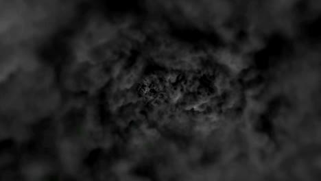animación digital de partículas de humo negro giratorio