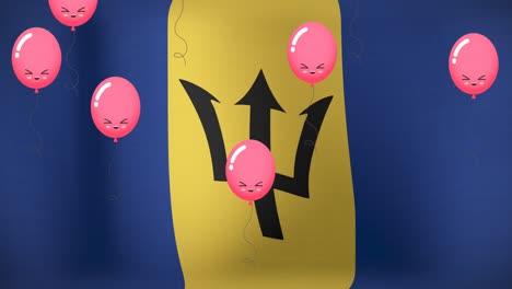 animación de globos sobre la bandera de barbados