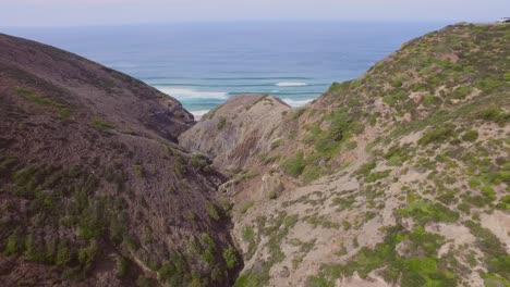 Surf-spot-in-the-Algarve,-Portugal.-Aerial-shot