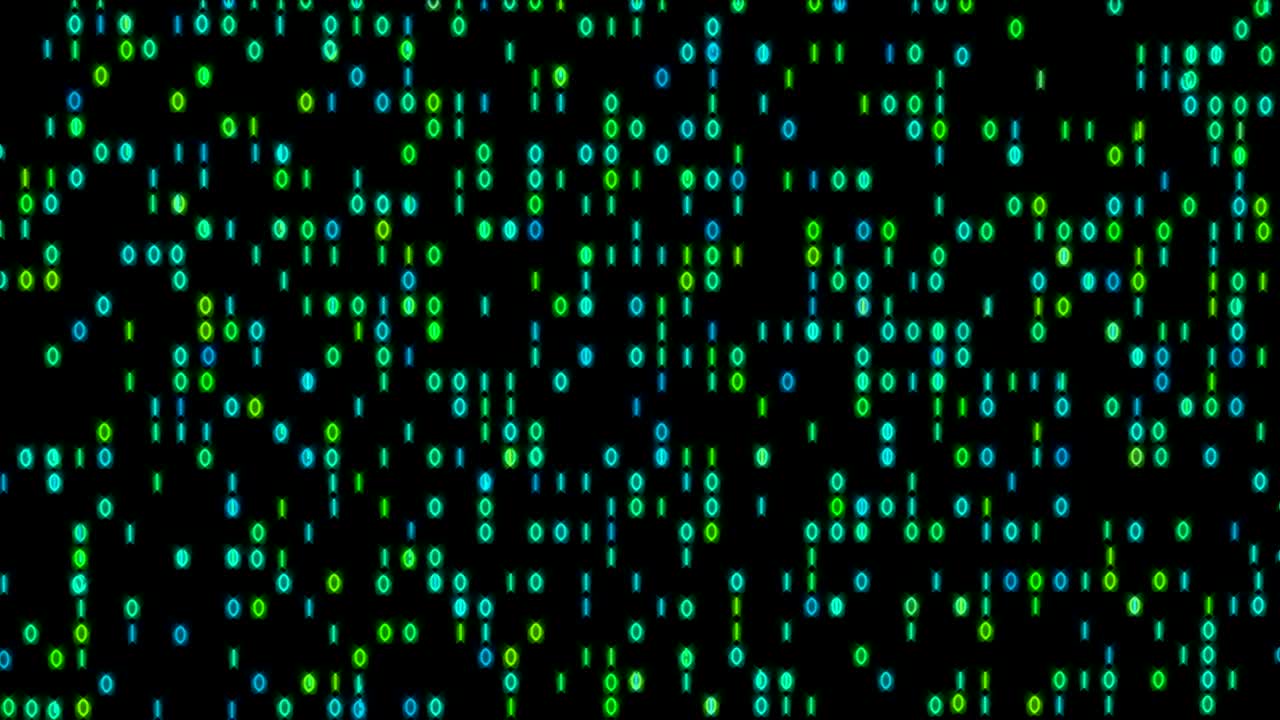 Data Stream Binary Glowing 4K