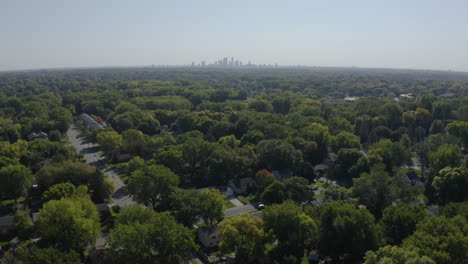 minneapolis minnesota suburbs with skyline view aerial