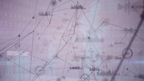animación de redes de conexiones a través de codificación binaria y personas de negocios