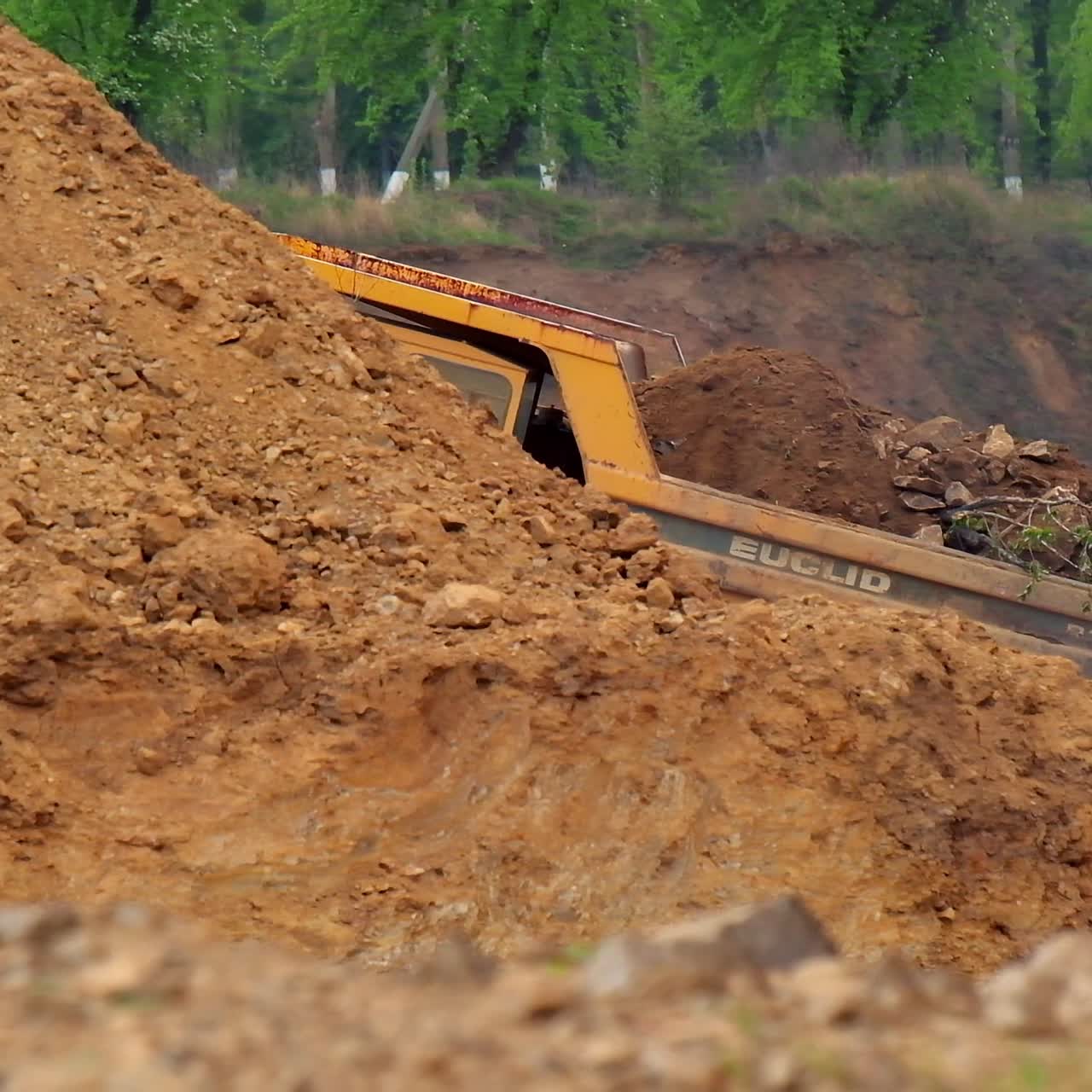 Quarry truck in background