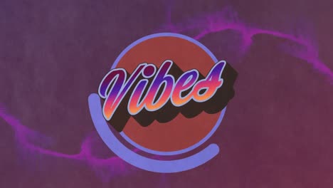 animación de vibraciones texto sobre púrpura forma abstracta cambiando y ondeando