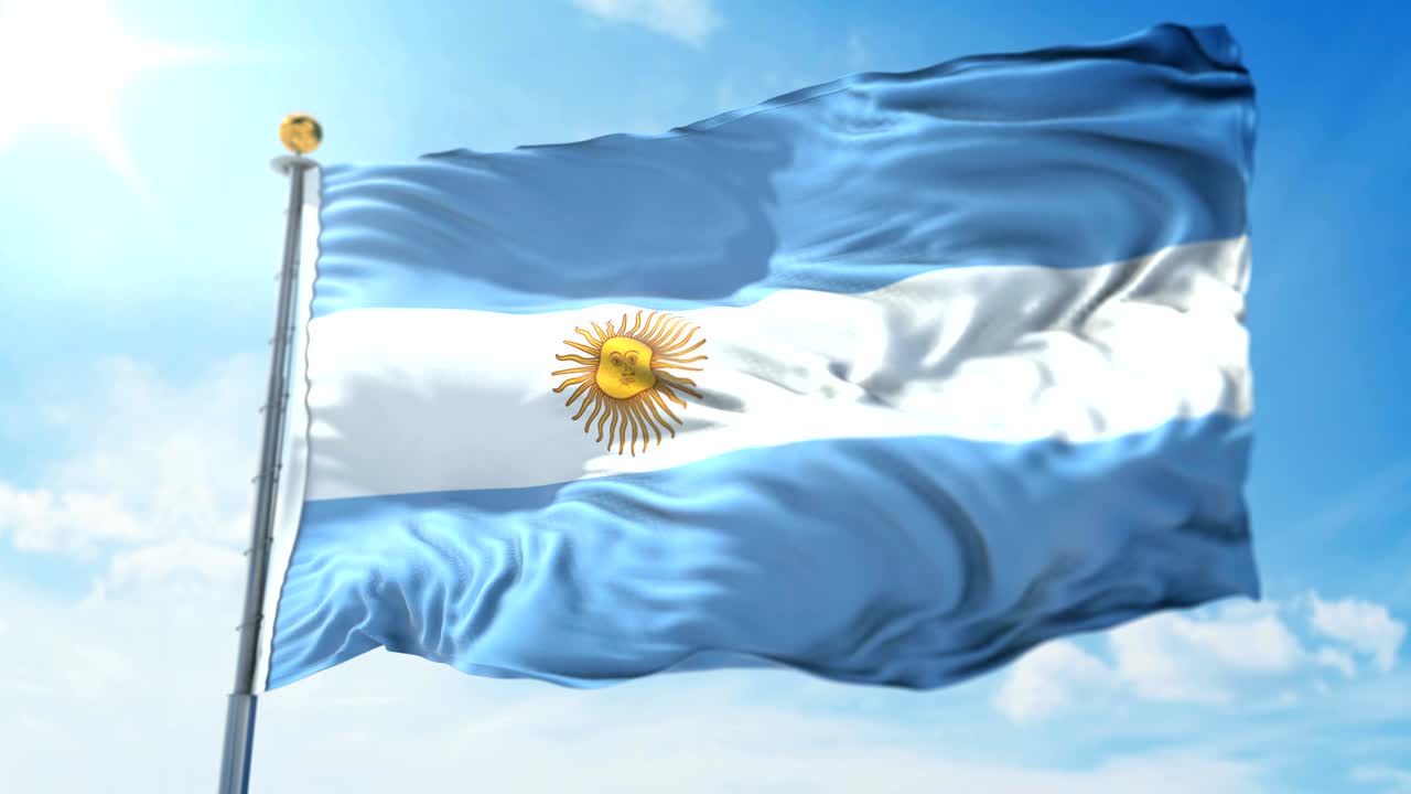 아르헨티나 발의 3d 렌더링 영상: 아름다운 섬유 천의 줄이 흔들리고 있습니다.