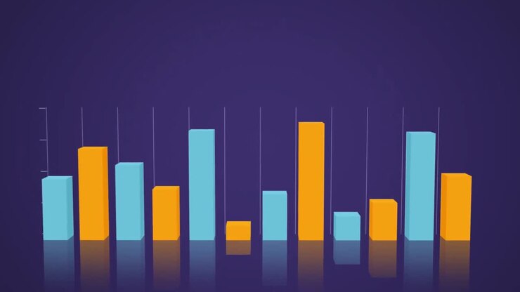 Orange and blue 3d block graph