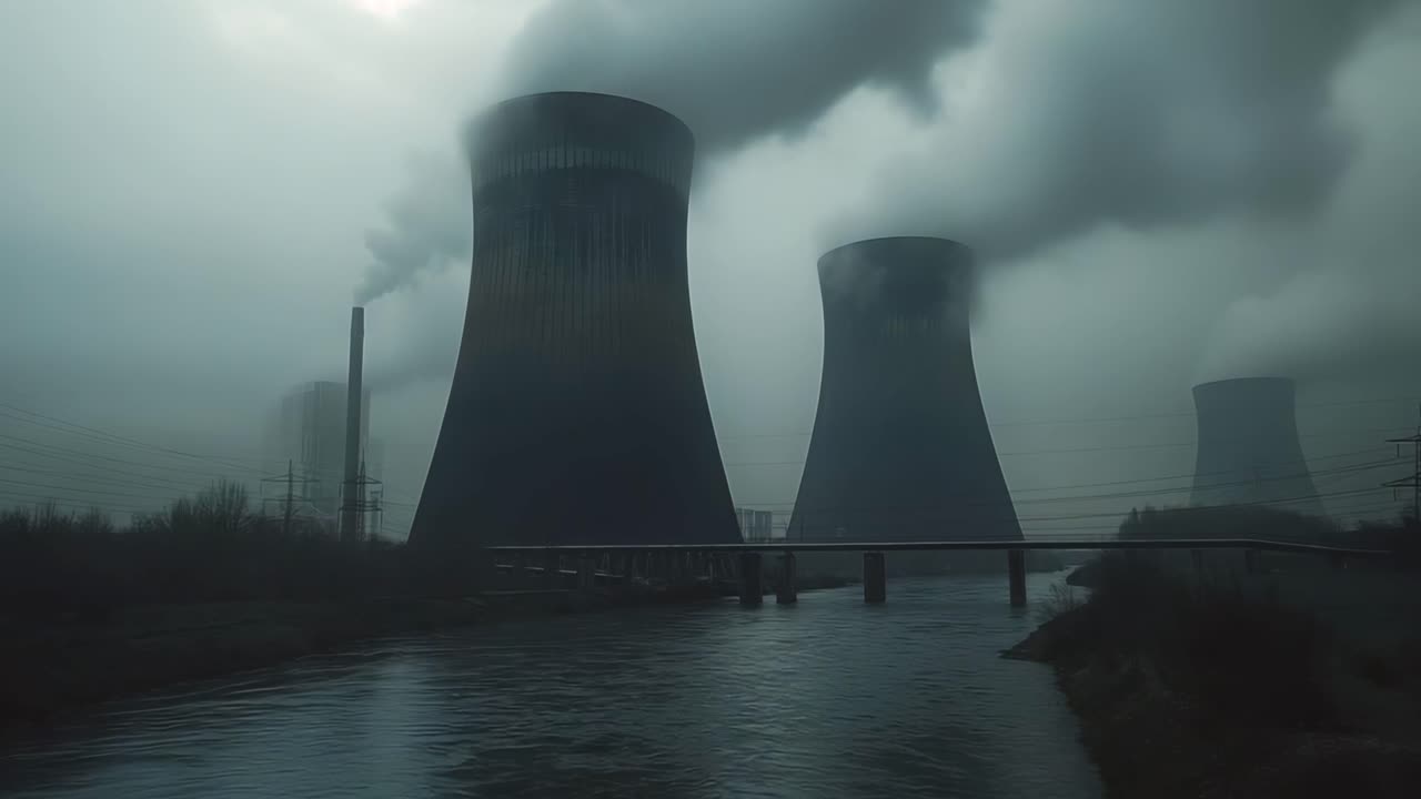 Nuclear Power Plant Cooling Towers in Fog