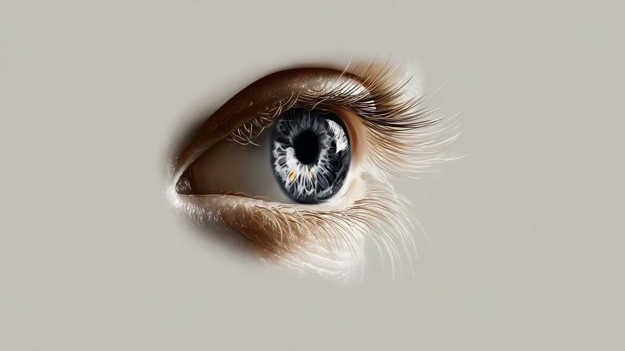 A Close-Up of a Human Eye Illustrating Intricate Blue Iris Patterns and Delicate Eyelashes, Set Against a Soft Neutral Background, Capturing the Depth and Detail of Human Vision