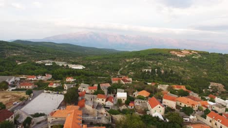 aerial drone shot of the outskirt by the hillside of sumartin brac island croatia