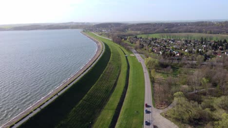 nyskie lake reservoir on the nysa klodzka river alongside the national road from gliwice to klodzko