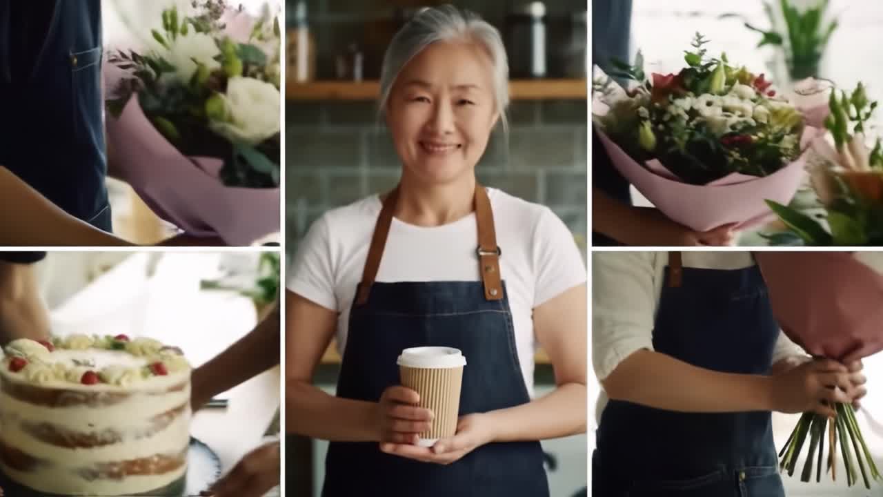 In a warm kitchen, a person shares joyful moments preparing flowers and a delicious cake. This celebration highlights love, care, and the beauty of simple pleasures with family and friends.