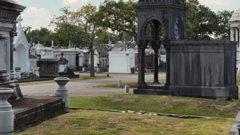 Drone-view-of-crips-at-a-New-Orleans,-cemetery