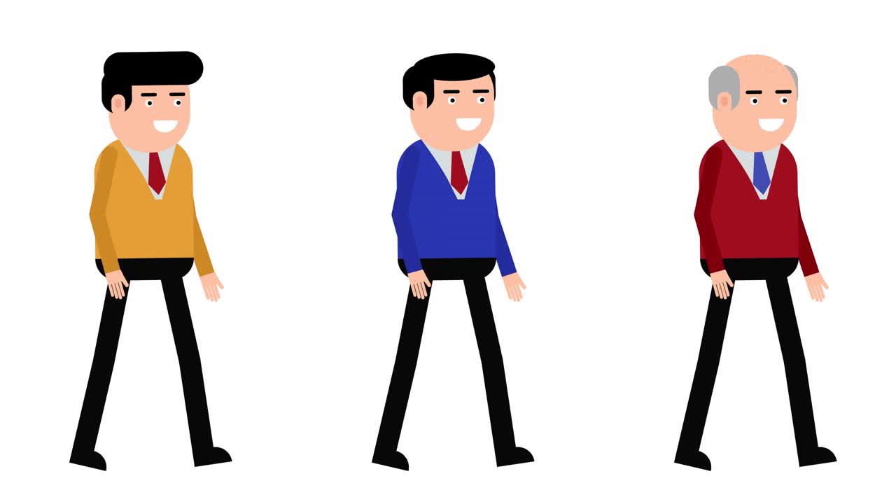 Walking loop male characters 2D animation