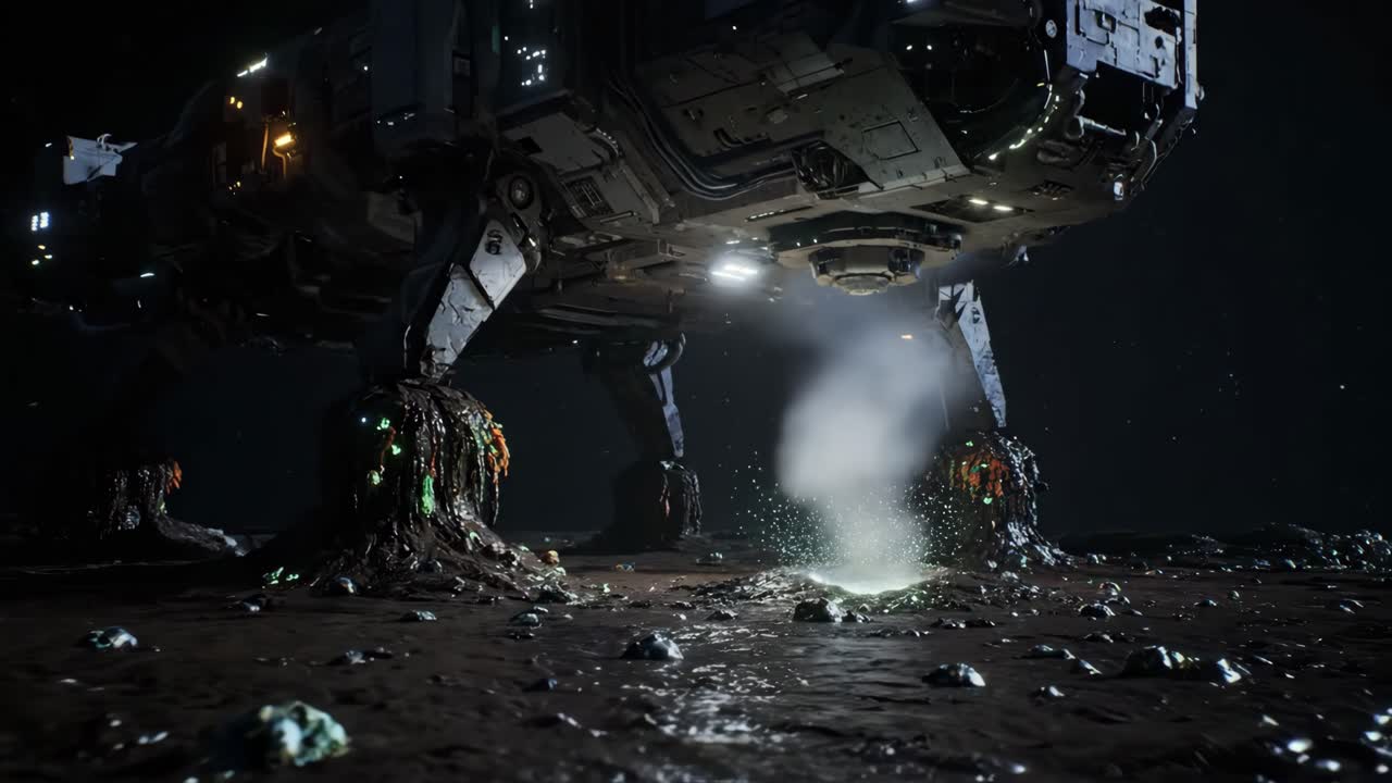 Spaceship Landing on Alien Planet