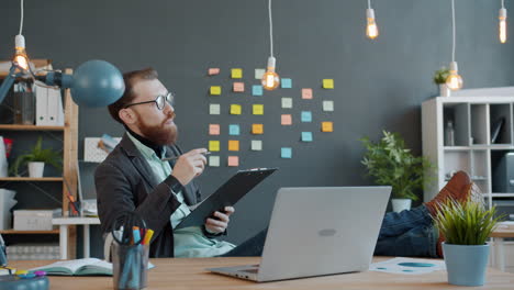 man working comfortably in modern office