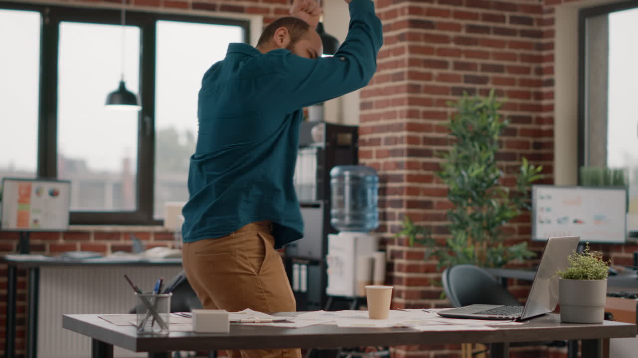 Images of a man in an office