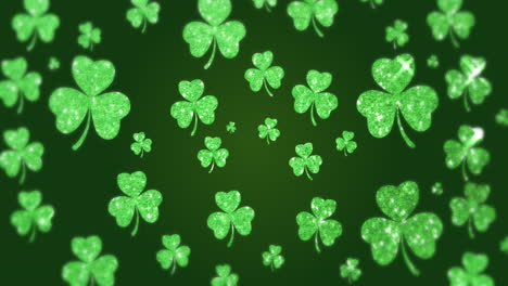 animación de tréboles verdes relucientes que caen