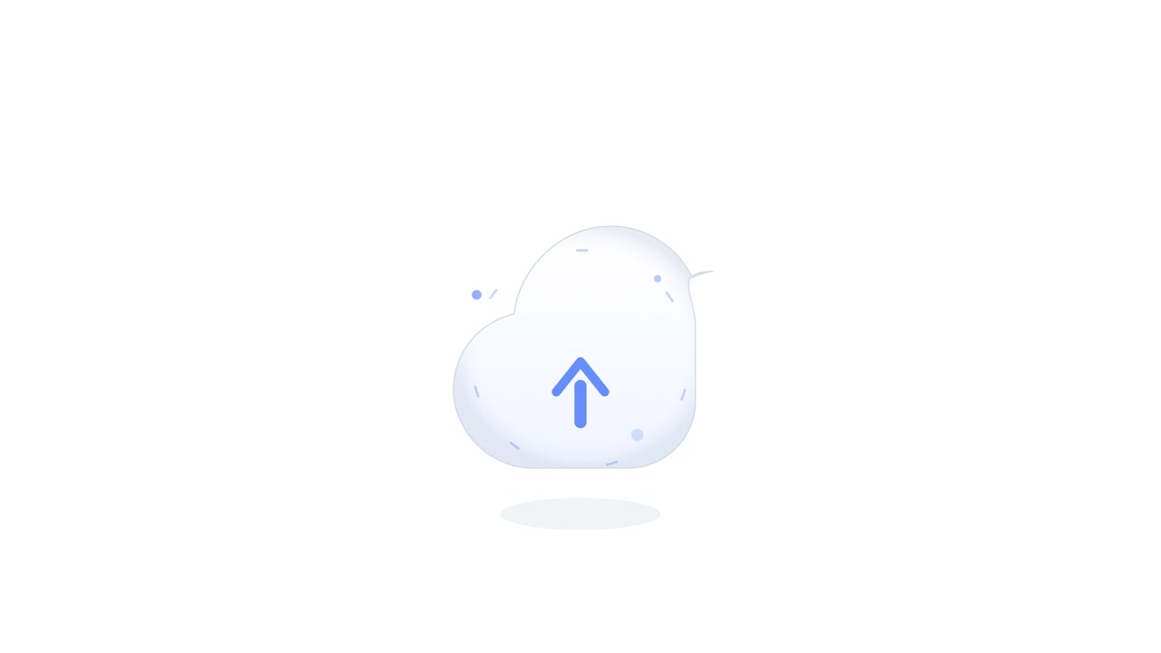 Animeret skyikon med upload-pil-symbol
