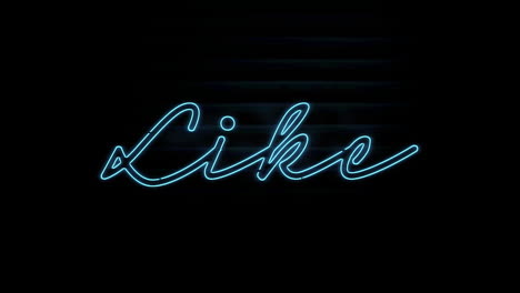 animation of blue neon text, like, on black background