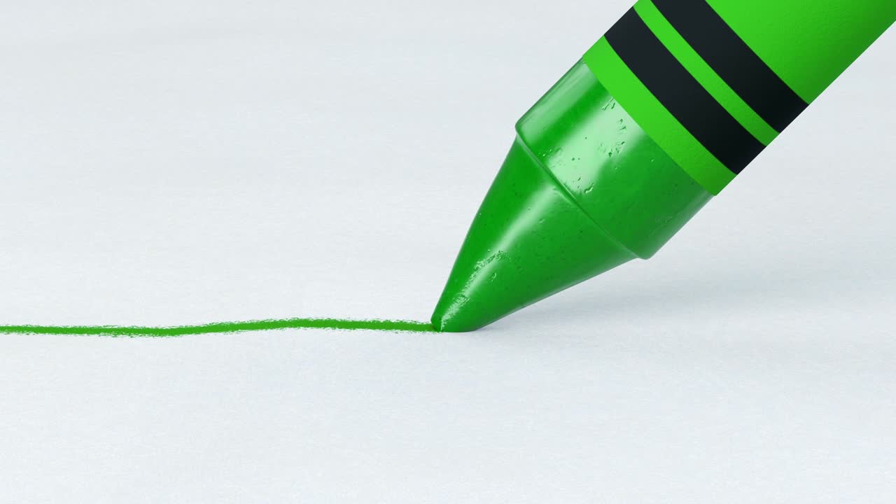 hermosa línea de dibujo de lápiz de cera en papel de primer plano. animación en bucle 3d. escritura abstracta y proceso de dibujo. concepto de arte y diseño.