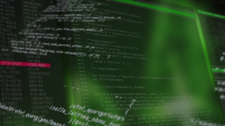 Animation of data processing on black background