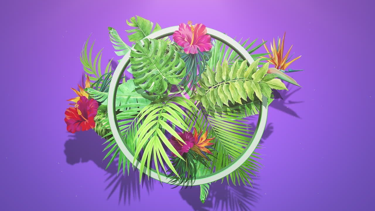 근접 촬영 열 대 꽃과 잎 여름 배경 2