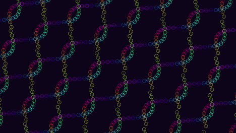 repeat futuristic waves pattern with rainbow rings on black gradient