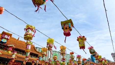 vibrant lanterns hanging at a hong kong temple