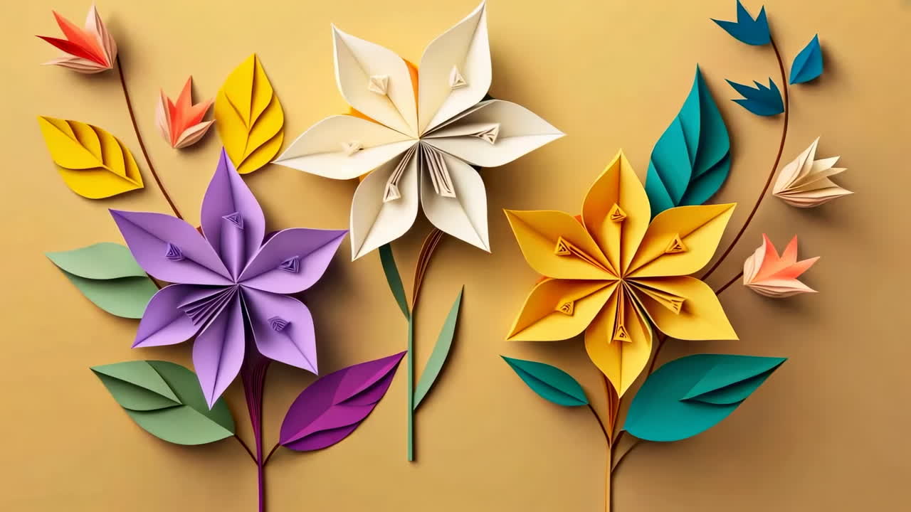 Colorful Origami Paper Flowers