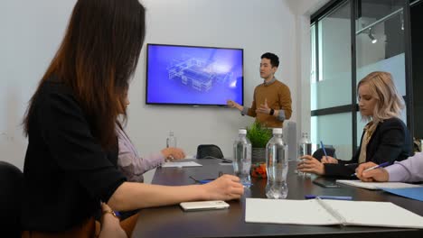 Businessman-giving-presentation-in-conference-room-4k