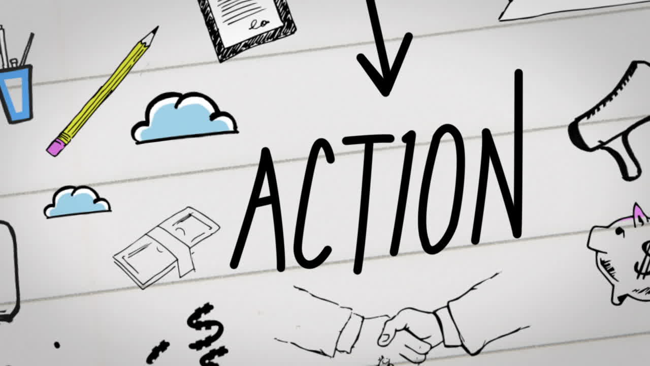 노트북에 그려진 사업 계획의 디지털 애니메이션