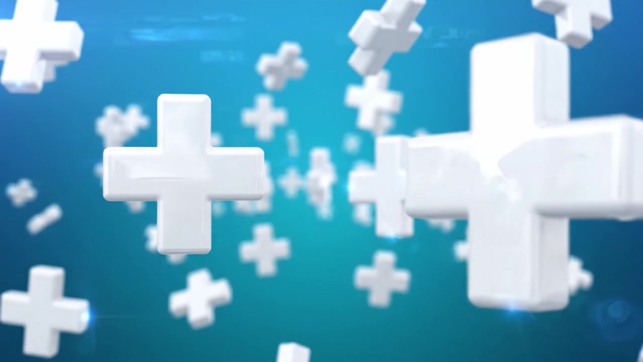 Dynamic Transition of Floating White Plus Signs Against a Blue Background, Symbolizing Growth, Addition, or Positive Change in a Modern Digital Context
