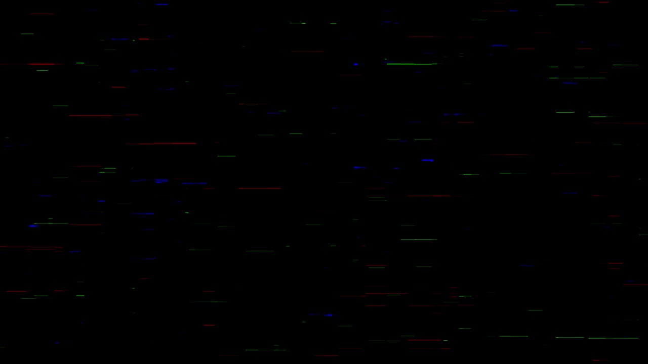 Effetto glitch digitale con linee di rumore RGB su sfondo nero